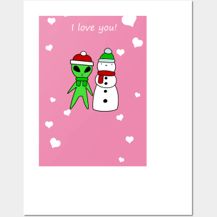 I Love You - Alien and Snowman Posters and Art